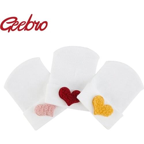 Geebro Newborn Cotton Knitted Baby Hat infant Girls Boys Warm Heart Beanie Skuillis Cap New born Photography Hat Kids Clothes
