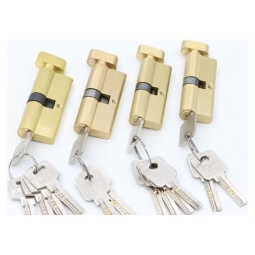 Door Hardware Security 70 75MM Gold Cylinder Interior Room Door Lock Tongue Pressure Lock Handle Lock Key Brass Copper Lock