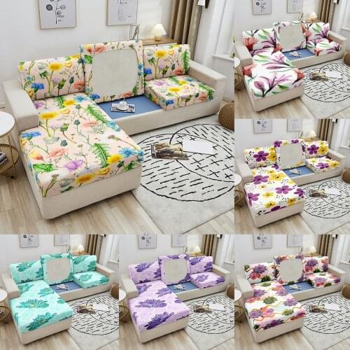 Sofa Seat Cover Cactus Cushion Cover For Living Room Armchair Furniture Protector Elastic Printed Couch Cover 1-4 Seater