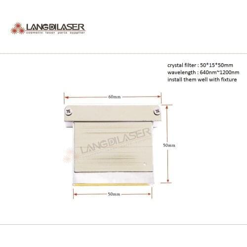 IPL laser filter for hair removal with fixture , wavelength : 640nm~1200nm , window size :15*50mm