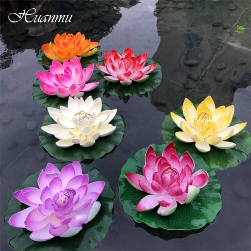 Artificial Floating Water Lily EVA Lotus Flower Pond Decor 10/18/28cm Red Yellow Pink Light Pool Simulation Lotus Garden Decor
