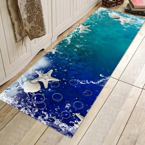 Kitchen Rugs Mats Sea Scenic Printed Door Carpet 3D Absorbent Rug Washable Kitchen Mat Soft Carpets for Living Room Bedroom