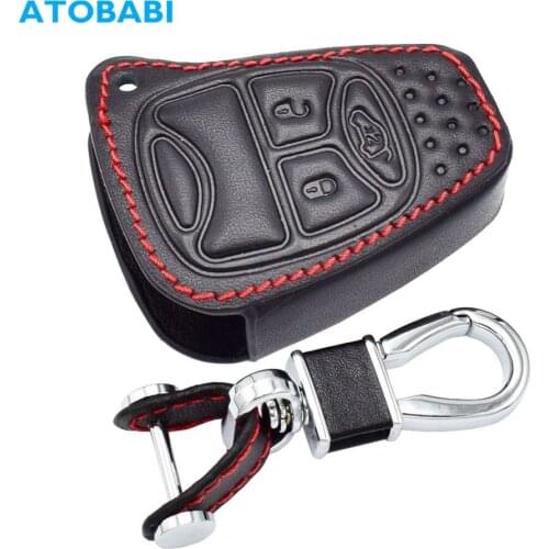 Leather Car Key Case For Jeep Wrangler Grand Cherokee Compass Patriot Auto Remote Fob Cover Keychain Holder Bag Car Accessories