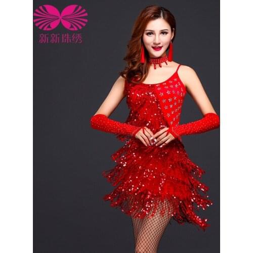 2017 Latin Dress Latin Dance Dress Tango Ladies Performance Wear Tassel Sequins Clothing Womens High-grade Fringed Drilling