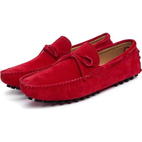 ERRFC Fashion Designer Mens Red Loafer Shoes Slip On Suede Nubuck Breathable Trending Doug Zapatos Blue Warm Plush Size 38-45