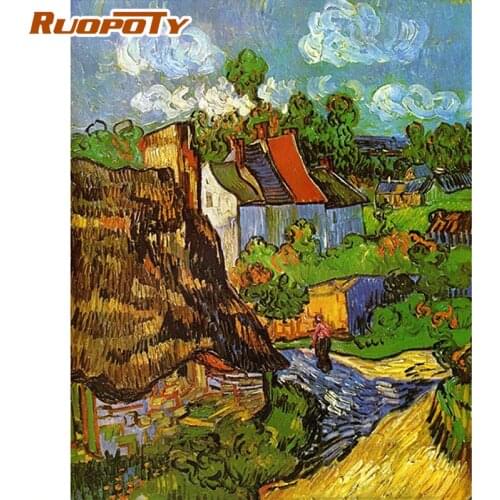 RUOPOTY Frame DIY Painting By Numbers Landscape Picture By Numbers Famous Picture Wall Art Canvas Painting For Home Decors Art