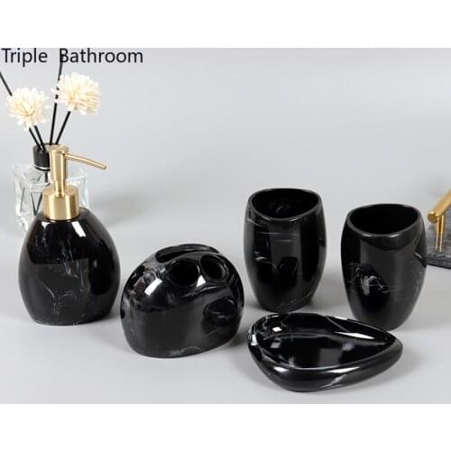 Nordic Bathroom Kit Resin Household Toothbrush Holder Mouth Cup Liquid Soap Dispenser Soap Rack Five Piece Set Wash Accessories