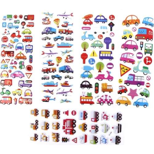NEW 5PCS 3D Cartoon Stickers Waterproof Bubble PVC DIY Sticker Car Girls Boys Gifts Teacher Reward Kids Early Learning Toys