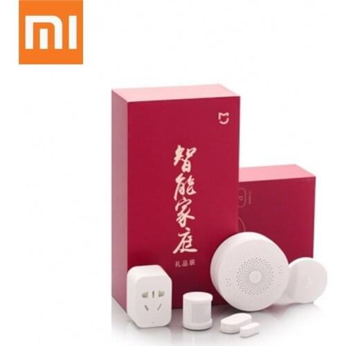Original Xiaomi 5 in 1 Smart Home Kit Gateway Door Window Sensor Human Body Sensor Wireless Switch Zigbee Socket Sets Gift box