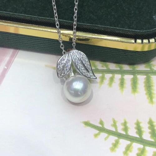 Leaf 925 Sterling Silver Pendant Base Settings Mountings Findings Parts for Pearl Coral Jade Beads Stones Crystal