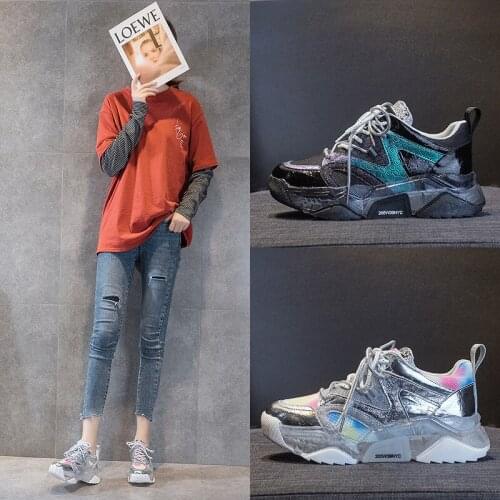 2021 Spring Edition Daddy Shoes Womens Platform Casual Shoes Breathable Mesh Net Red Trend Color Matching Jelly Womens Shoes