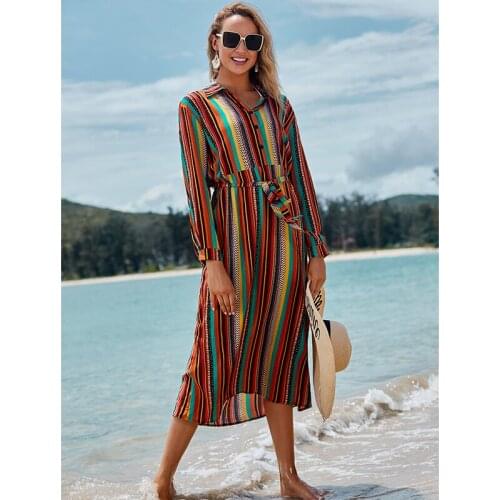 Beach Cover up Tunics for Beach Print Chiffon Long Kaftan Bikini Cover up Robe de Plage Sarong Beach Wrap Swimsuit coverup Q1125