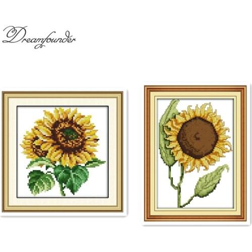 The sunflower cross stitch kit aida 14ct 11ct count printed canvas stitches embroidery DIY handmade needlework