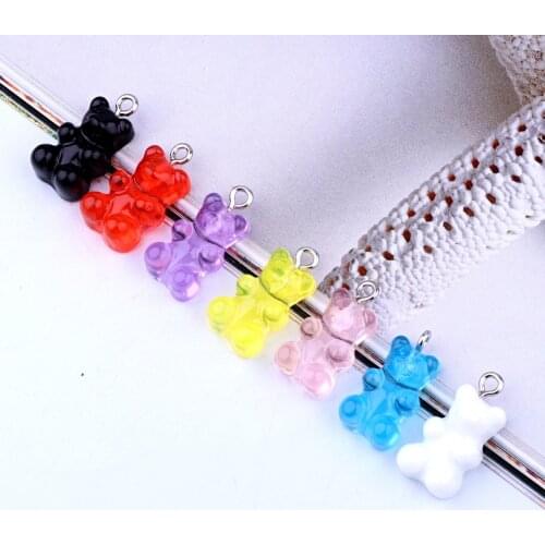 Mix 20pcs/pack Colorful Bear Resin Charms DIY Craft fit for Bracelet Earring Keychain Jewelry Finding handmade 10*21mm