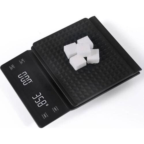 Hand Drip Coffee Scale 0.1G/3Kg Precision Sensors Kitchen Food Scale with Timer Include Waterproof Silicone Pad