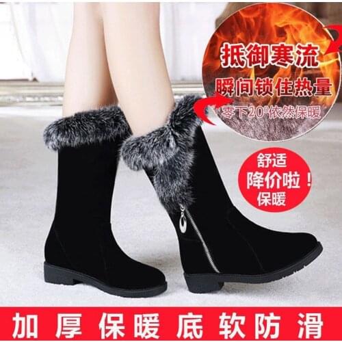 2018Hot Women Boots Autumn Flock Winter Ladies Fashion Snow Boots Shoes Thigh High Suede Mid-Calf Boots EUR35-42