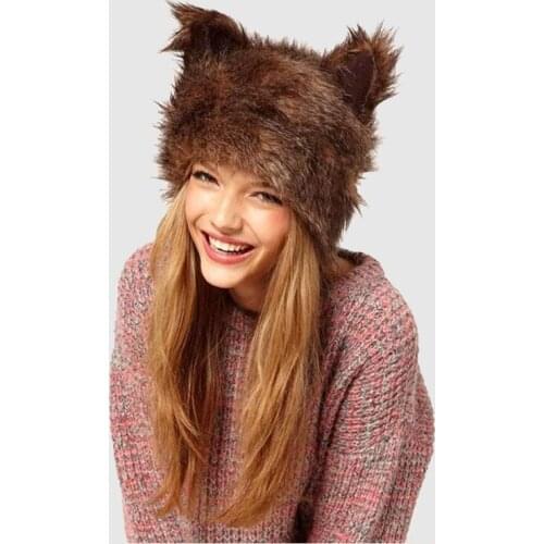Cute Ear Women Winter Hat Imitation Mink Hair Womens Fur Hat Imitation Fox Hair Winter Fur Cap Warm And Fashionable Female Cap