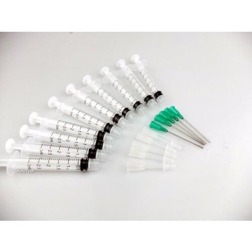 3ml Syringe with 18Ga 1.5'' Blunt Needle and Plastic Needle with Matching Cap (Pack of 10)