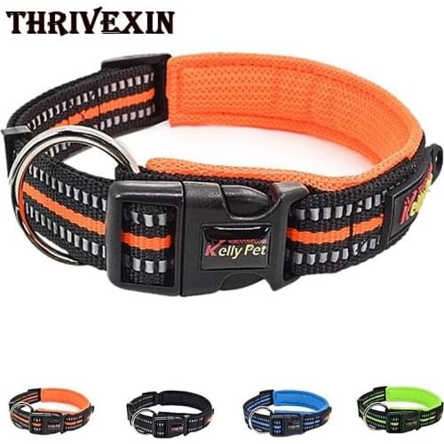 Reflective Nylon Dog Collar with Buckle Adjustable, Breathable Mesh Collars for Large Medium Small Dogs