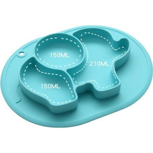 Baby Tableware Cartoon Shape Division Design Food Grade Silicone Infant Training Dining Plate Solid Feeding Dishes