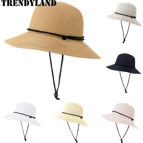 Trendyland Mens Womens Vintage Bohemian Straw Plaited Hats with Adjustable Hatband Fisherman Hats Sun Protection Shade Cover