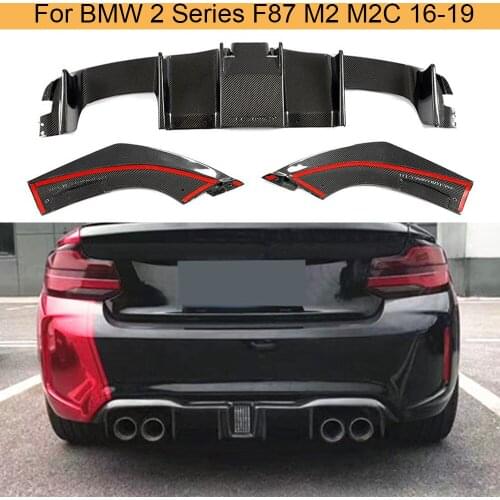 Carbon Fiber Rear Bumper Diffuser Lip Spoiler For BMW 2 Series F87 M2 M2C 2016-2019 Car Rear Bumper Diffuser Lip With LED Light