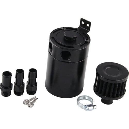 Baffled Universal Aluminum Oil Catch Can Reservoir Tank Black