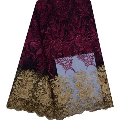 Wine Color Latest French Nigerian Laces Fabrics High Quality Tulle African Laces Fabric Wedding African French Tulle Lace F1124