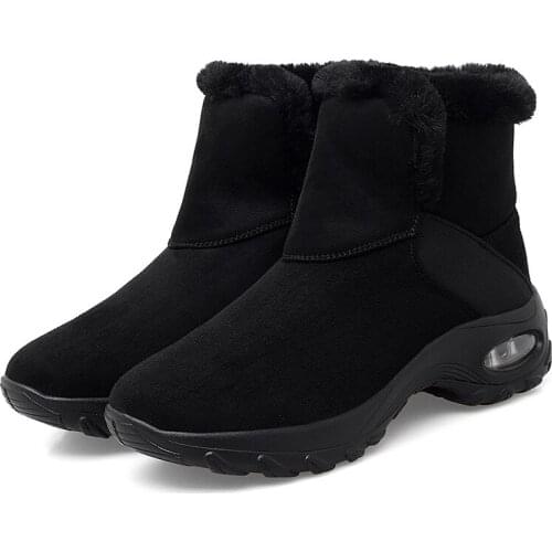 Winter Boots For Women Warm Fur Female Snow Boots Mid-Calf Solid Color Leopard Print Plush Boots High Quilty Outdoor Winter Shoe