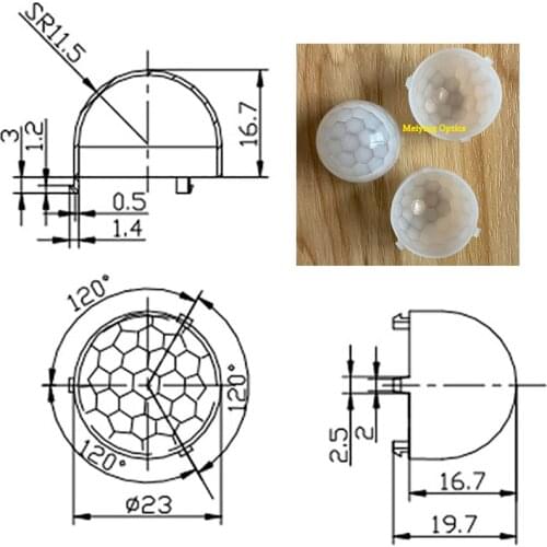 1pcs white infrared high sensitivity 10.1 13.1 23 mm PIR Fresnel lens