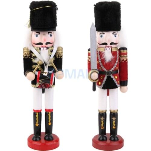 2 Pieces Decorative Wooden Handpainted Soldier Nutcracker Puppet Figures Xmas Ornament Gift 30CM