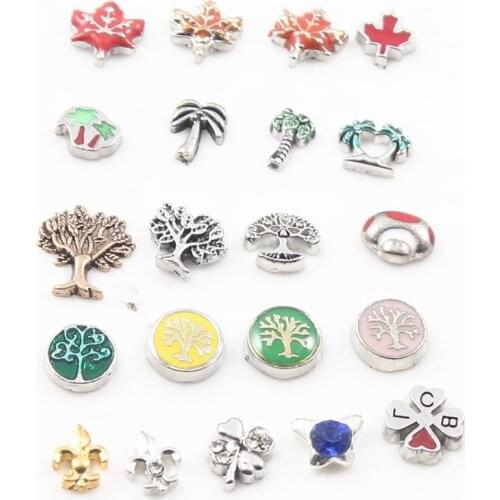 20Pcs/lot Mix Enamel Floating Charms For Living Memory Glass Locket Floating Locket Pendants Charms DIY Accessories