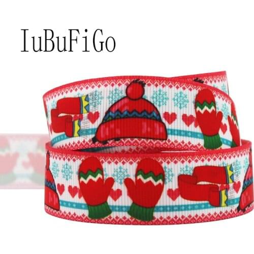 90 yards New Christmas Ribbon With Glove Hat Scarf Printed Grosgrain Ribbon For Home Decoration 7/8"(22mm) 90yard/lot