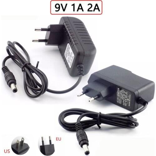 9V 1A 2A Power Adapter Switching Plug Connector AC to DC 1000mA 2000mA Supply Adaptor Charger 5.5mmx2.5mm For TV Box Router