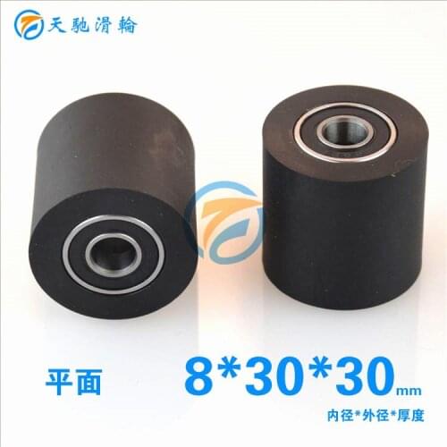 ABXG 8mm Polyurethane PU Nylon Press Paper Rolling Wheel 698RS 698 Both Bearing Rolling Barrel Polyurethane Pulley 8*30*30mm