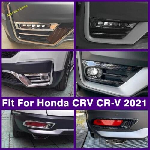 Accessories Front Head & Rear Fog Lights Lamps Decoration Cover Trim Fit For Honda CRV CR-V 2021 ABS Chrome / Carbon Fiber Look