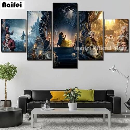 5D DIY Diamond Painting 5 Pcs Movie characters landscape Embroidery Cross Stitch Rhinestone Mosaic Christmas Gift Wall Art Decor