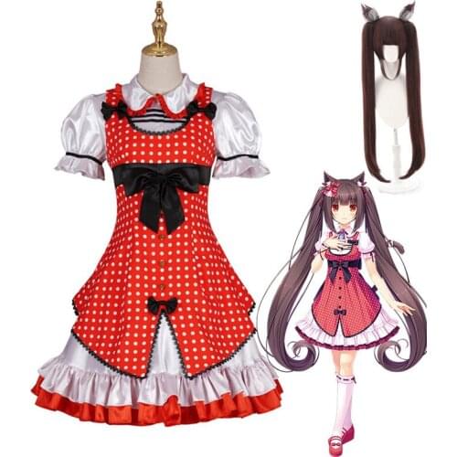 Anime Nekopara Chocola Vanilla Cosplay Costumes Maid Dress Uniform Cat Skirts Wig Full Sets Girls Women Clothing Halloween Party