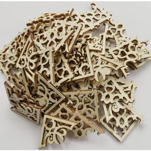 50pcs Wooden Gift Unfinished Wood Hollow Tags Cutout Wooden Pieces Embellishments Wedding Decoration