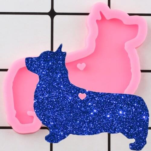 Shiny Dog Silicone Mold Epoxy Resin Craft Keychain Moulds Jewelry Pendant Polymer Clay Molds DIY Handmade Charms Mould