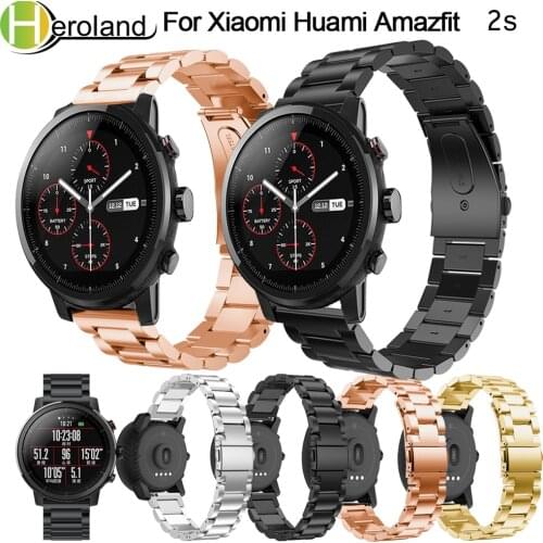 Wristband for Original Xiaomi Huami Amazfit Stratos 2 2th pace band strap bracelet smart watchBand 22mm Stainless steel 2018