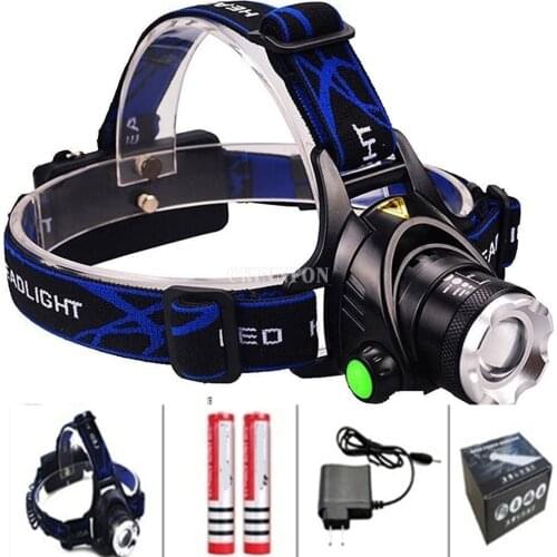 DHL 20Set 8000LM XM-L T6 LED Headlamp Zoomable Headlight Fishing Torch Lantern Lamp for Camping+2x18650 Battery+Charging