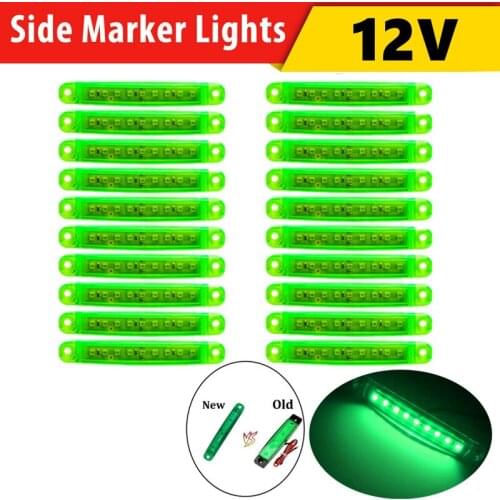 20PCS Green 12 v Side Marker Light Trailer Lights Caravans Rear Light Trailer Lighting 12 v Rear Truck Lights LED Lamp 12v