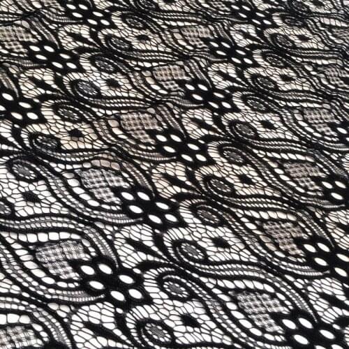GLace 1M/lot Black and white soft openwork stretch lace fabric clothing women dress curtain tablecloth accessories TX1496