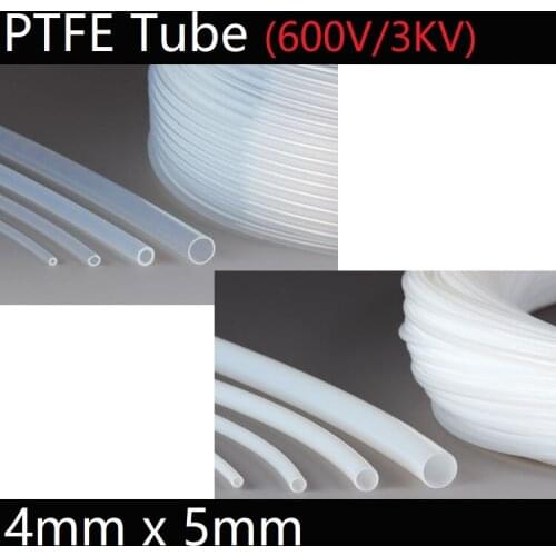 ID 4mm x 5mm OD PTFE Tube T eflon Insulated Rigid Capillary F4 Pipe High Low Temperature Resistant Transmit Hose 3KV White Clear