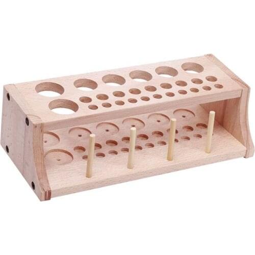 KAOBUY Durable Wooden Leathercraft Tools Holder 27 Holes 4 Spool Thread Stand Rack Stamp Punch Tools Holder Solid Wood Storage