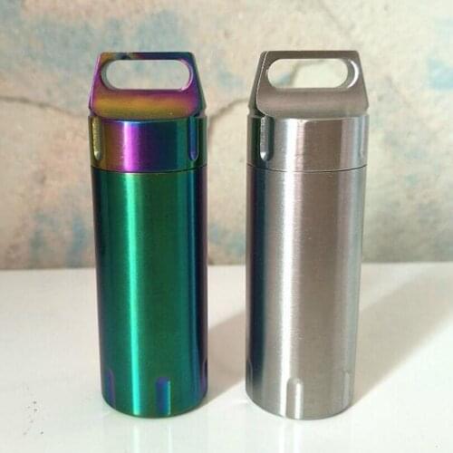 Outdoor Survival Waterproof Tank First Aid Cartridge Medicine Pill Bottle CNC Mini Container EDC Camping Equipment FW170