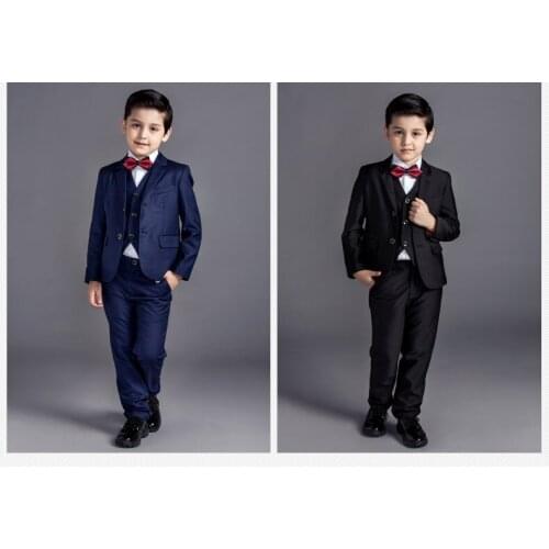 2017 fashion formal baby boys Long sleeve kids blazers boy Sets for weddings prom formal black/navy blue dress wedding boy Sets
