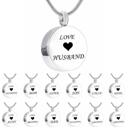 Round Ash Necklace Urn Ashes Keepsake Memorial Pendant Cremation Jewelry for dad mom