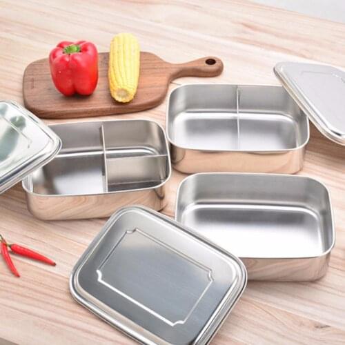 Stainless Steel Lunch Box BPA Double Triple Bread Box Flexible Separation Metal Lunch Box Suitable School Dinnerware Workers
